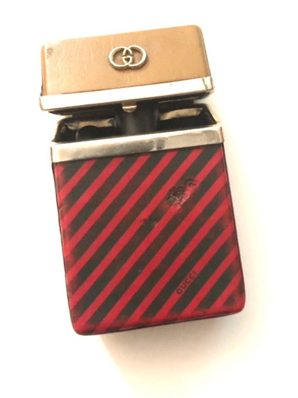 Vintage Gucci Red and Black Diagonal Stripe Enamel Case